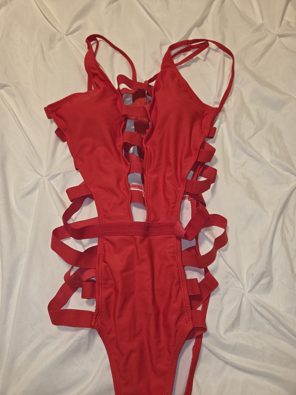 Red Strappy Kids One-Piece Swimsuit